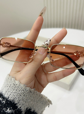 女款太阳镜防紫外线墨镜高级感大脸圆脸复古黑框茶色眼镜素颜神器