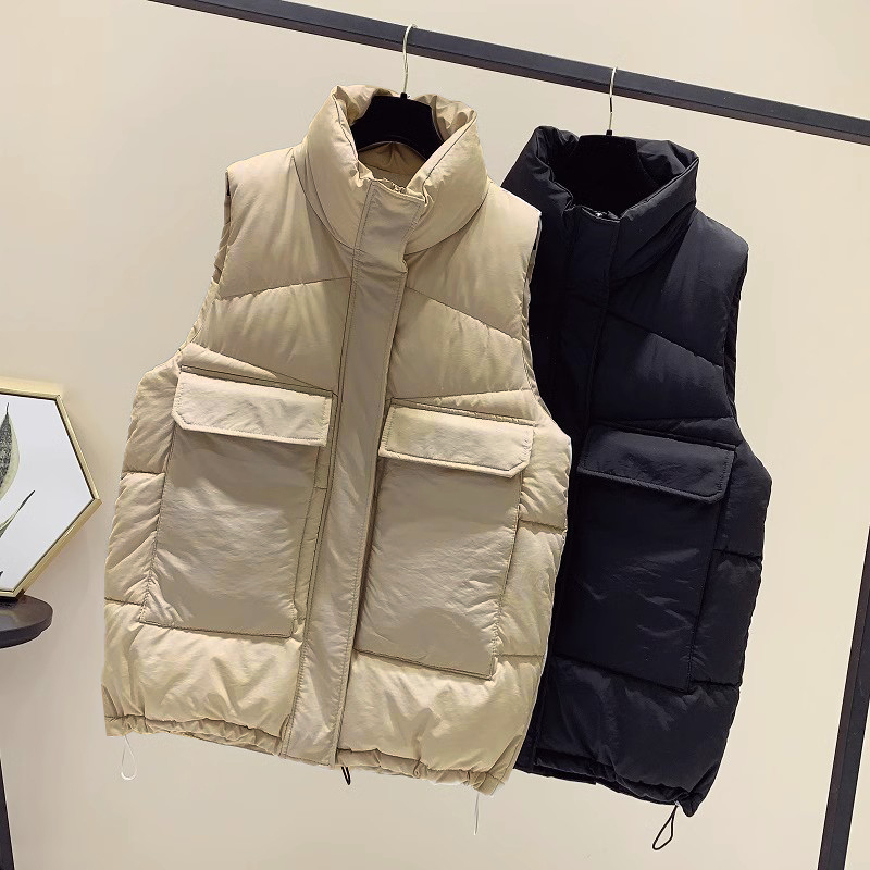 立领排骨羽绒棉马甲面包服外套女