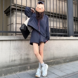 2025夏季新款套装女连帽薄款防晒衣松紧高腰阔腿短裤时尚两件套装