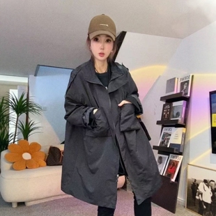 纯色中长款 气质百搭大口袋设计款 风衣外套女宽松 2025时尚 秋冬新款