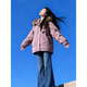 紫色羽绒棉服派克服女款 夹棉加厚棉衣外套 大毛领工装 2025新款 冬季