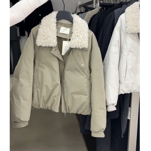 法式气质羊羔毛领拼接棉服外套女冬季新款时尚超厚实保暖短款棉衣