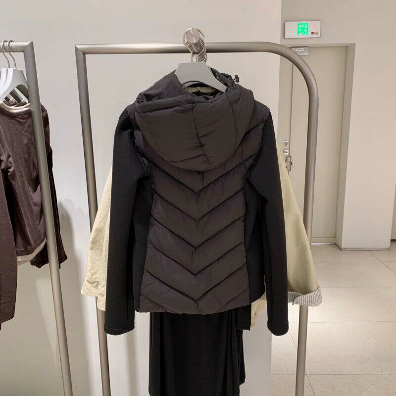 冬季开衫大码棉衣外套女简约高气质微修身显瘦保暖连帽绗缝夹克衫