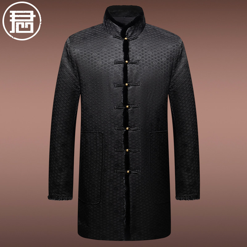 君子企鹅香云纱唐装男冬季棉服中老年爸爸中长款真丝棉衣男装棉袄,男装,唐装,淘宝优惠券,粉丝福利购,淘宝优惠卷