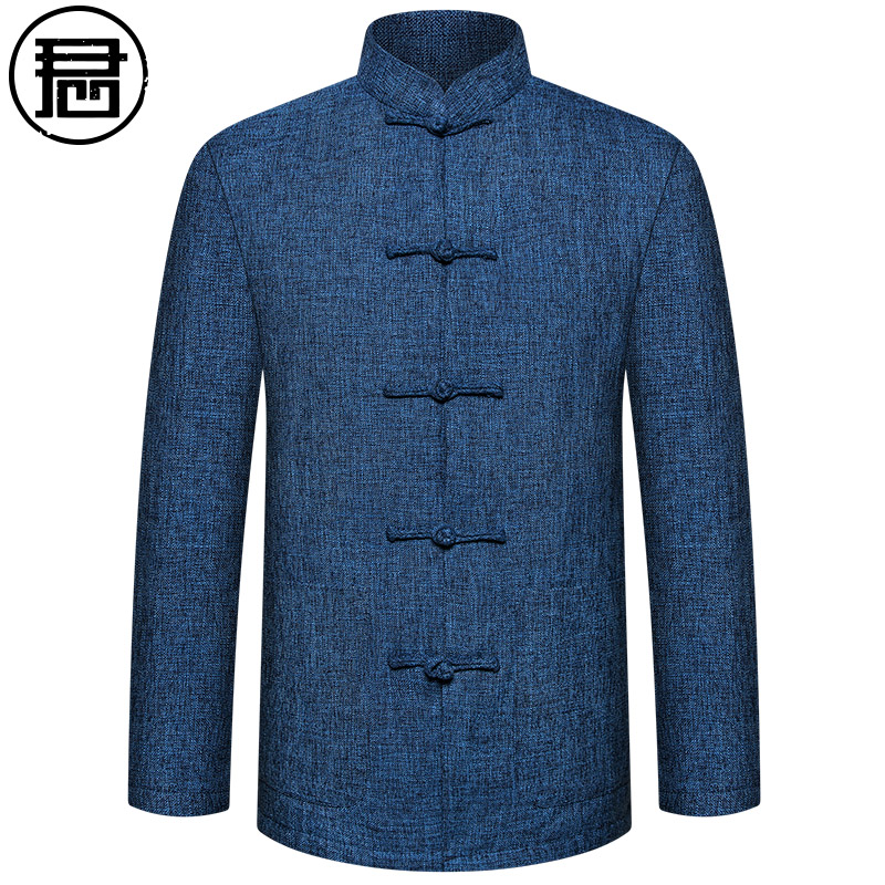 老粗布夹袄唐装男冬季加厚棉服爸爸爷爷茶服老人棉衣服中国风外套