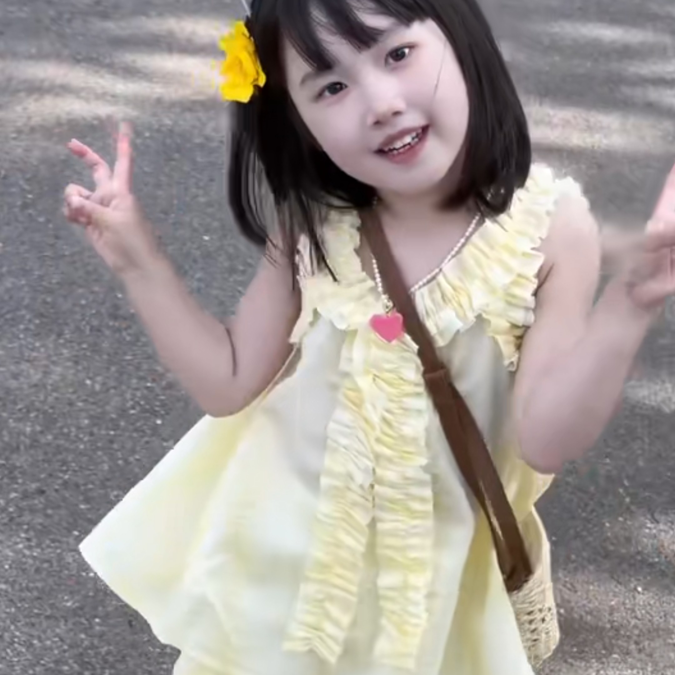 2026夏女童法式小清新黄色宽松轻薄无袖花边背心+大阔腿裤两件套