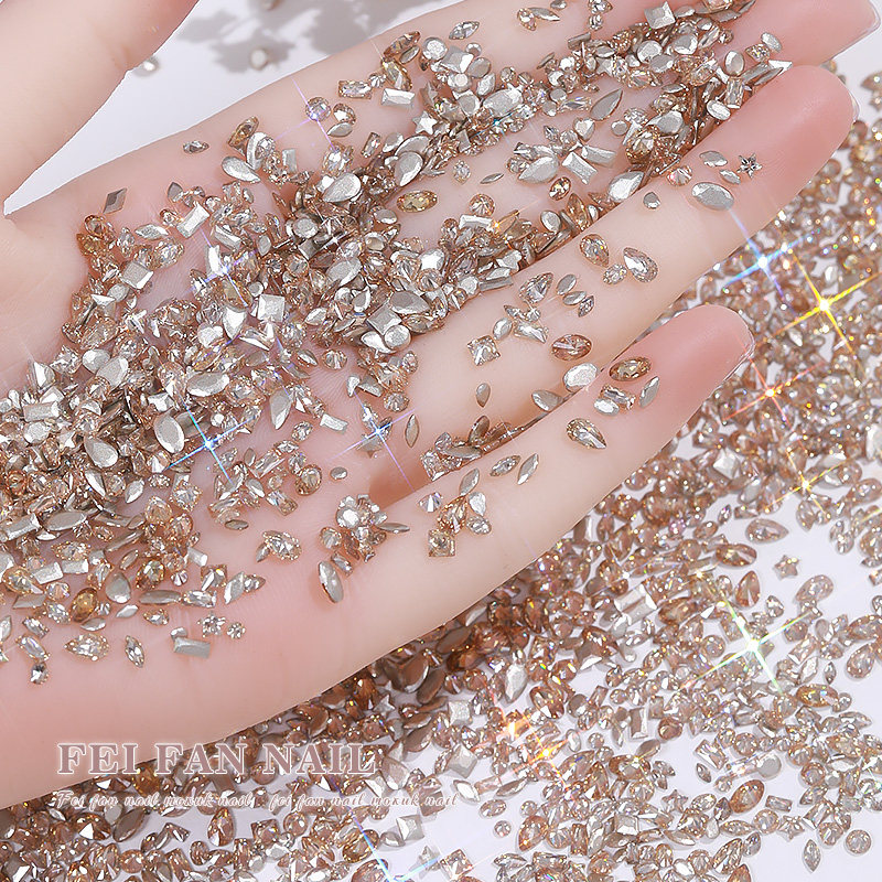 50颗！秋冬新款香槟迷你平底锆石超闪倒边小号马眼水滴指甲堆钻