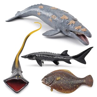 儿童仿真海洋世界模型动物玩具灰鲸鱼宽咽鳗中华鲟比目鱼水生物