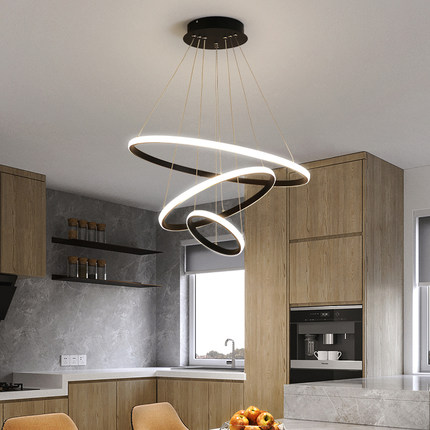 广东中山灯具餐厅吊灯三环吧台饭厅饭桌led现代简约网红吊灯北欧