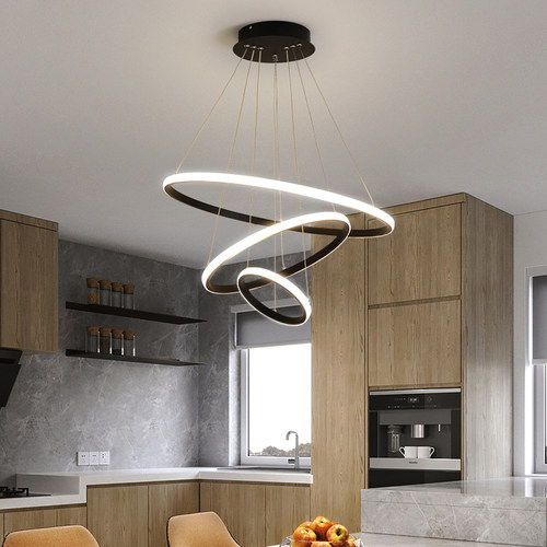 广东中山灯具餐厅吊灯三环吧台饭厅饭桌led现代简约网红吊灯北欧