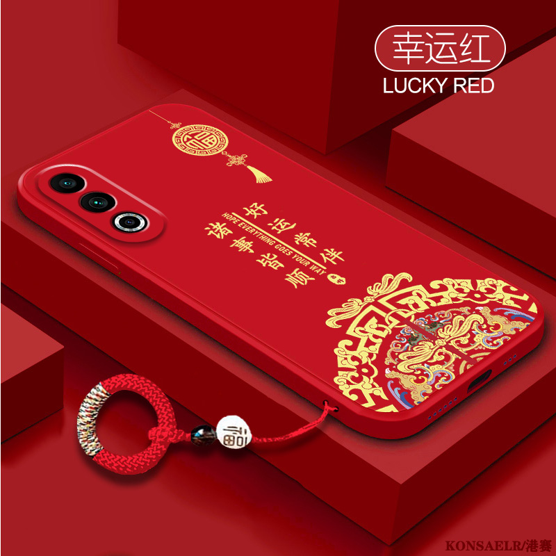 八方来财适用于魅族21手机壳文字魅族18pro新年红色meizu20全包防摔二十pro液态硅胶魅族18指环挂绳18x保护套