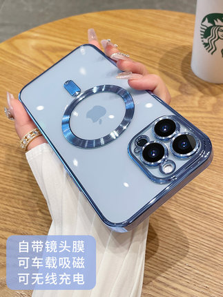 适用苹果16手机壳新款magsafe磁吸iPhone13promax带镜头膜12高级感保护套15超薄14pro无线充透明全包防摔plus