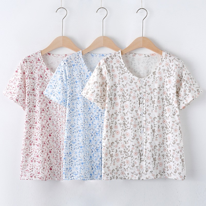 奶奶夏装纯棉套装睡衣家居服