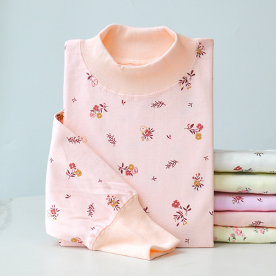 秋衣女100%纯棉单件上衣中高领加厚保暖内衣老式线衣全棉棉毛衫