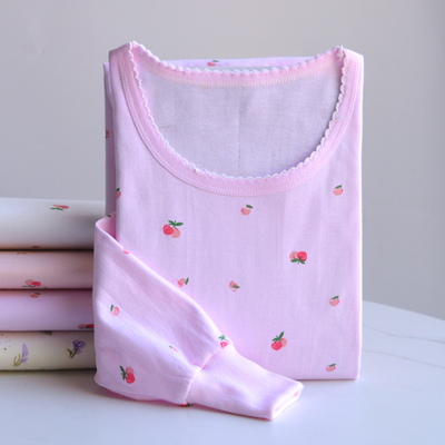 100%纯棉秋衣女单件上衣低圆领薄款保暖内衣老式线衣全棉棉毛衫