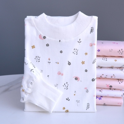 100%纯棉秋衣女单件上衣中高领加厚保暖内衣老式线衣全棉棉毛衫