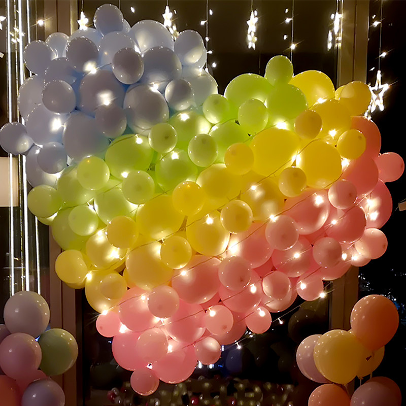 ins马卡龙渐变色3d爱心月亮气球