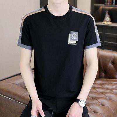 男士短袖t恤英伦风潮牌休闲2025体恤高级感衣服冰丝半袖上衣潮流