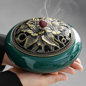 大号蚊香炉蚊香架家用陶瓷熏香艾草艾灸香炉室内盘托艾柱线香插