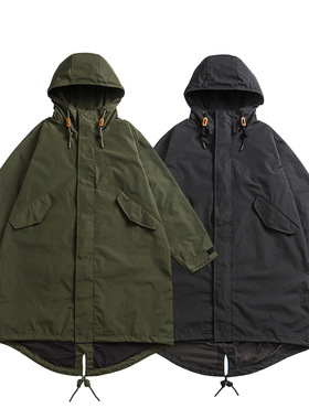 M65日系复古阿美咔叽军事风M51中长款风衣男女宽松PARKA鱼尾大衣