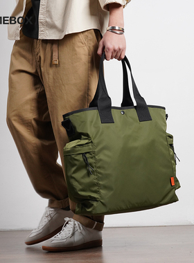 时尚休闲轻便尼龙男高级感通勤托特包大容量防泼水斜挎手提tote包