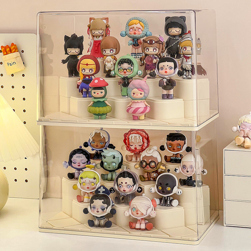 盲盒收纳展示架压克力泡泡公仔玛特摆件防尘盒可diy模型立牌柜子