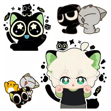 罗小黑战记行李箱贴纸防水不留胶电动车改造笔记本电脑汽车装饰贴