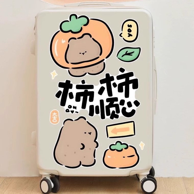 卡皮巴拉行李箱贴纸防水不留胶ins风凹凸面行李箱遮丑改造装饰贴