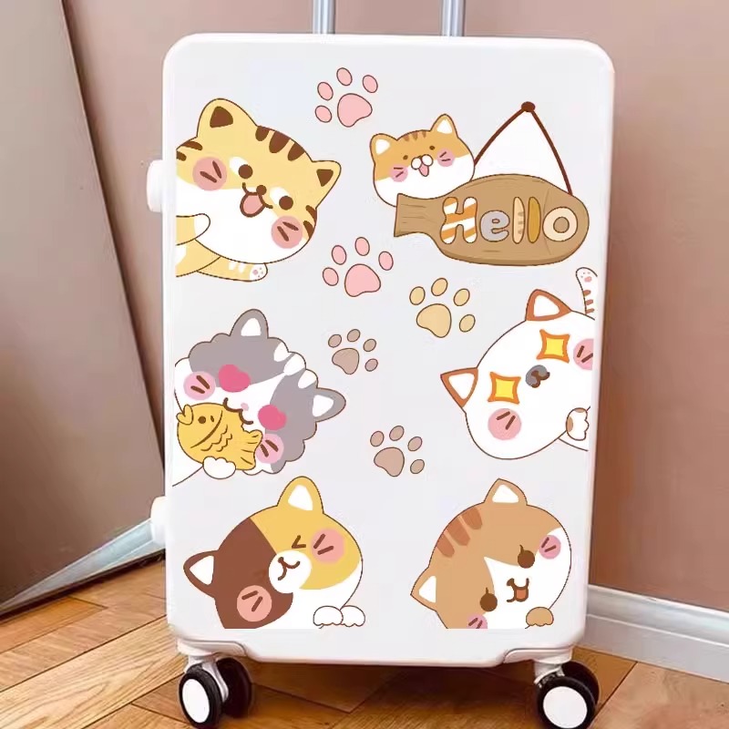 可爱猫咪行李箱贴纸防水不留胶