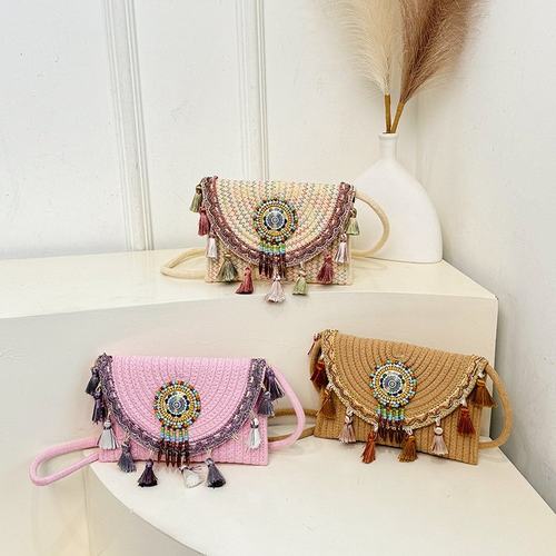 民族风流苏小包包女2026新款时尚编织小方包春夏高级感单肩斜挎包