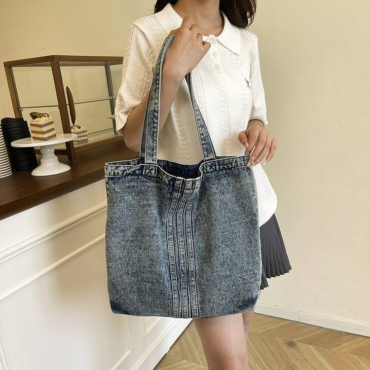 日韩系大容量牛仔布包包女休闲通勤手提袋百搭上课通勤单肩托特包,箱包皮具/热销女包/男包,通用款女包,淘宝优惠券,粉丝福利购,淘宝优惠卷