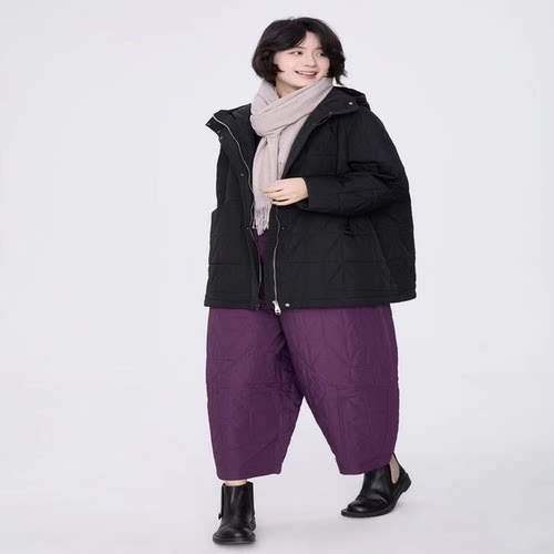 翠色嘉人2026冬季新款甜美减龄切格棉连帽中长款棉服外套女85038
