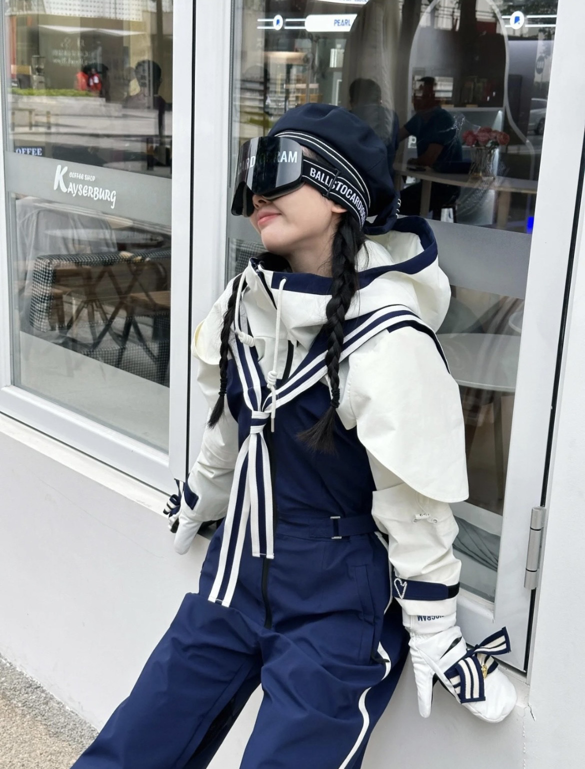 将军山滑雪服租赁，李小璐同款海军风小个子雪服套装/身高165以内