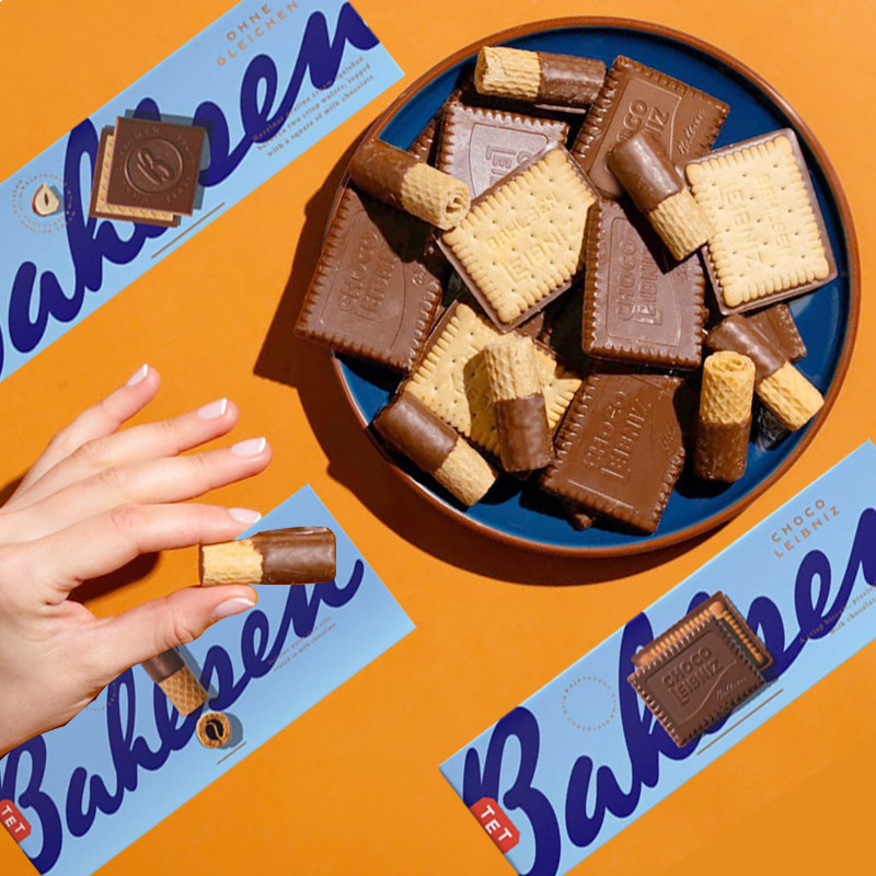 百乐顺Bahlsen德国原装进口可可脂巧克力块蛋卷威化黄油饼干零食