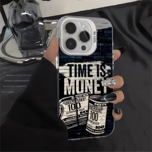 美式涂鸦适用苹果16promax彩银iPhone15pro手机壳14/13/12/11磨砂