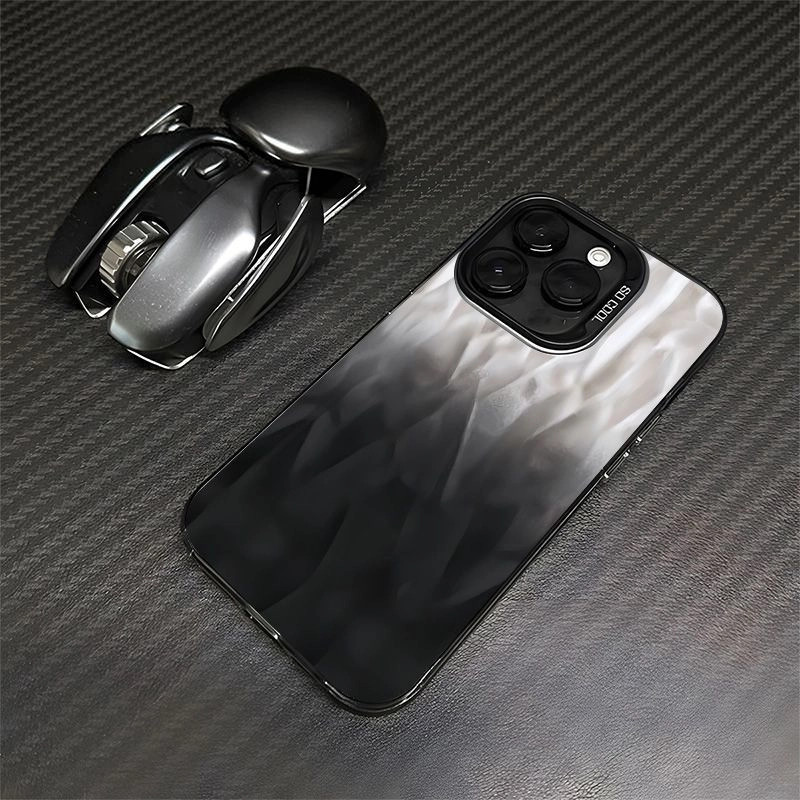 黑白皱画适用苹果16promax彩银iPhone15pro手机壳14/13/12/11磨砂