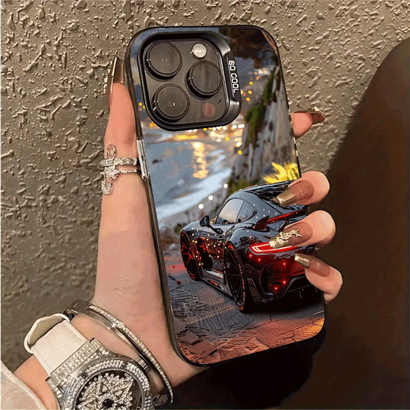 时尚跑车适用苹果16promax彩银iPhone15pro手机壳14/13/12/11磨砂