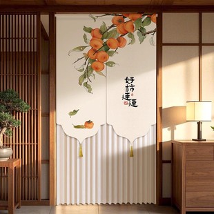 新中式防蚊门帘隔断窗卧室入户隐私帘半截式蕾丝免打孔厨房遮挡帘