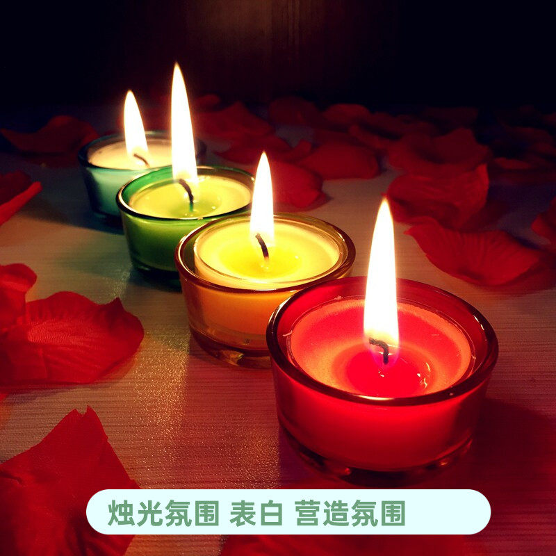 简约透明圆形彩色玻璃小烛台酒吧西餐厅蜡烛杯浪漫求爱表白道具