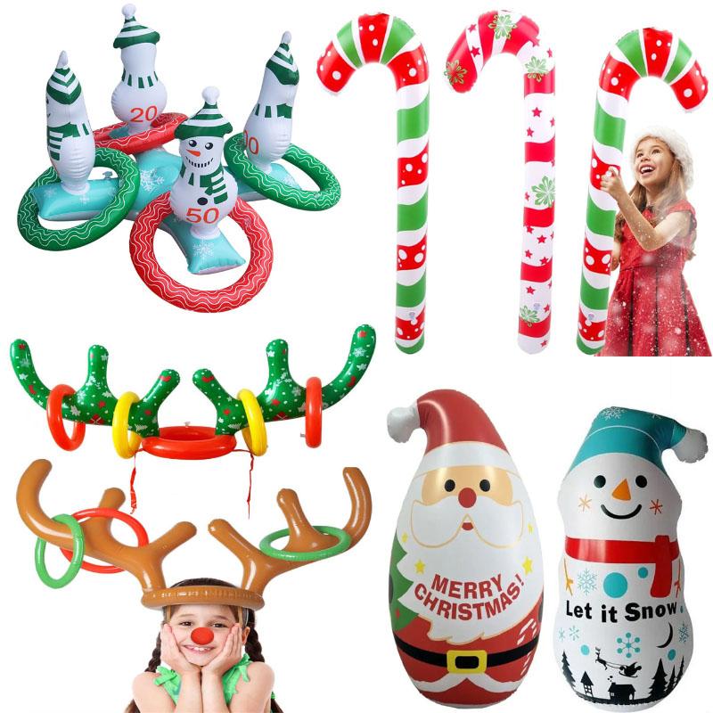 圣诞老人雪人不倒翁充气拐杖玩具