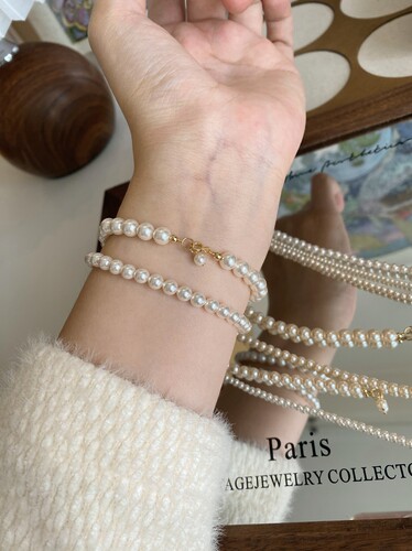 净手围定制/长期主义施家珍珠手链 百搭叠戴小米珠手串 礼盒包装
