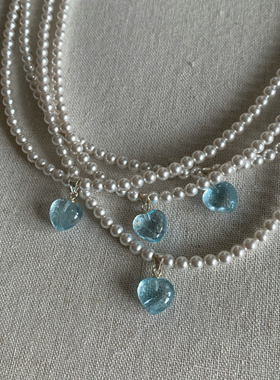 原创 /海洋之心 s925银 托帕石 施家珍珠项链