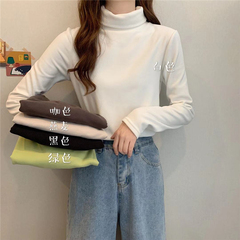 Real shot real price Plush thickened ground Plush high collar warm bottoming shirt for female students in 5 colors