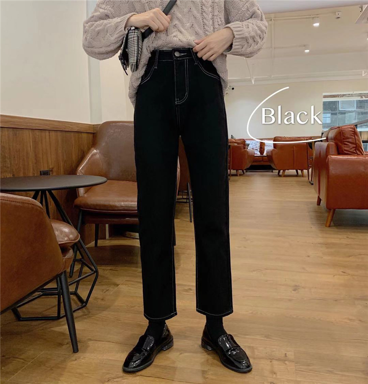 Real shot and real price ᦇ autumn and winter thickened new Korean thin straight tube versatile nine point jeans