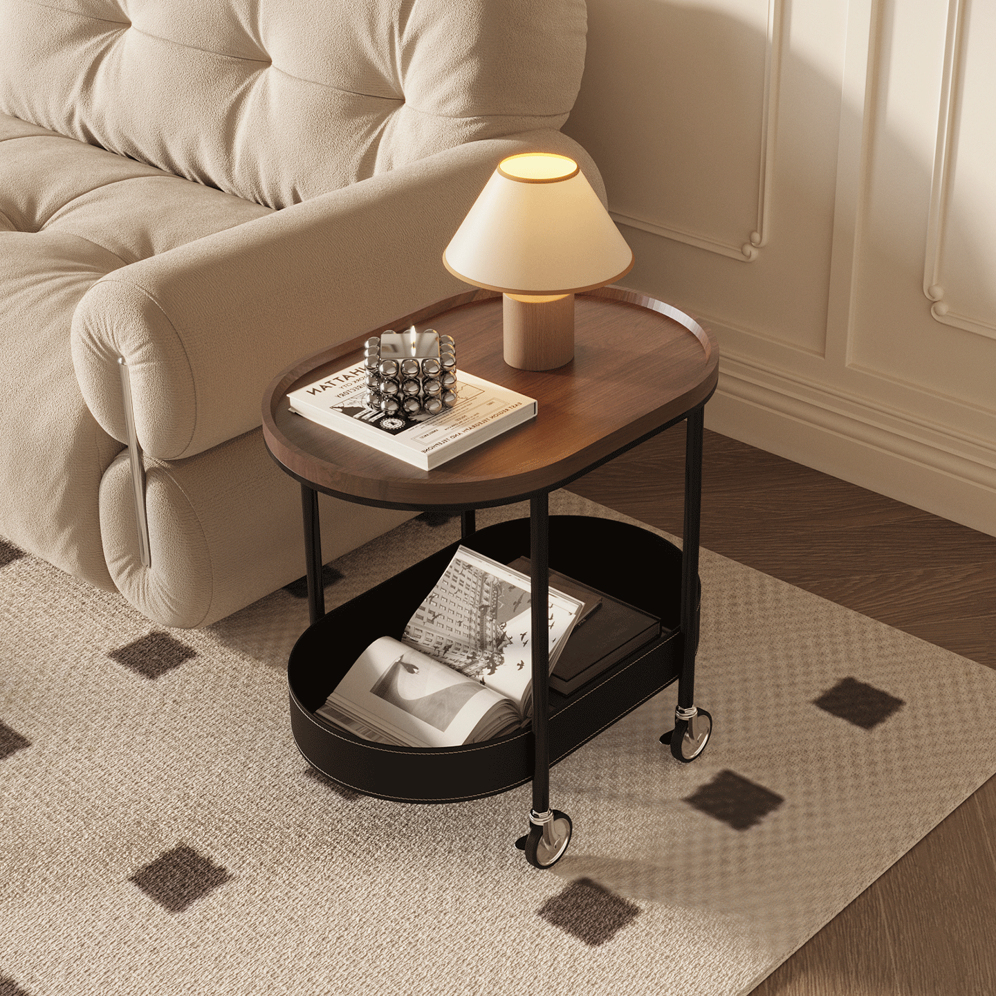 法式中古风可移动边几置物推车