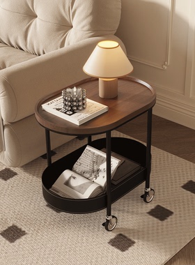 法式中古风客厅可移动沙发小推车边几复古小茶几床头置物架零食桌