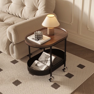 法式中古风客厅可移动沙发小推车边几复古小茶几床头置物架零食桌