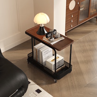 法式中古风客厅可移动轻奢高级感小推车边几床头复古置物架小茶几