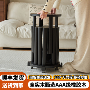 实木凳子可叠放圆凳家用叠叠乐客人备用餐桌板凳四合一组合木椅子