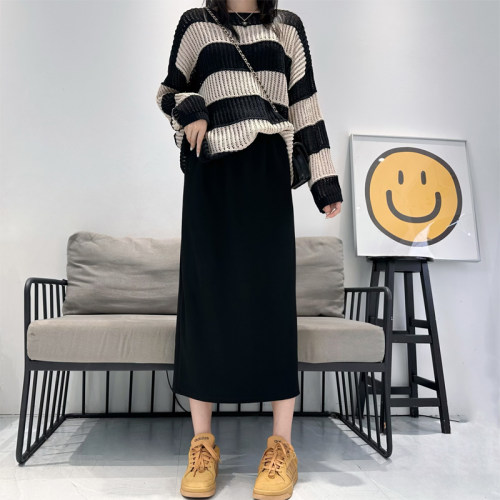 大码女装开叉半身裙显瘦中长裙
